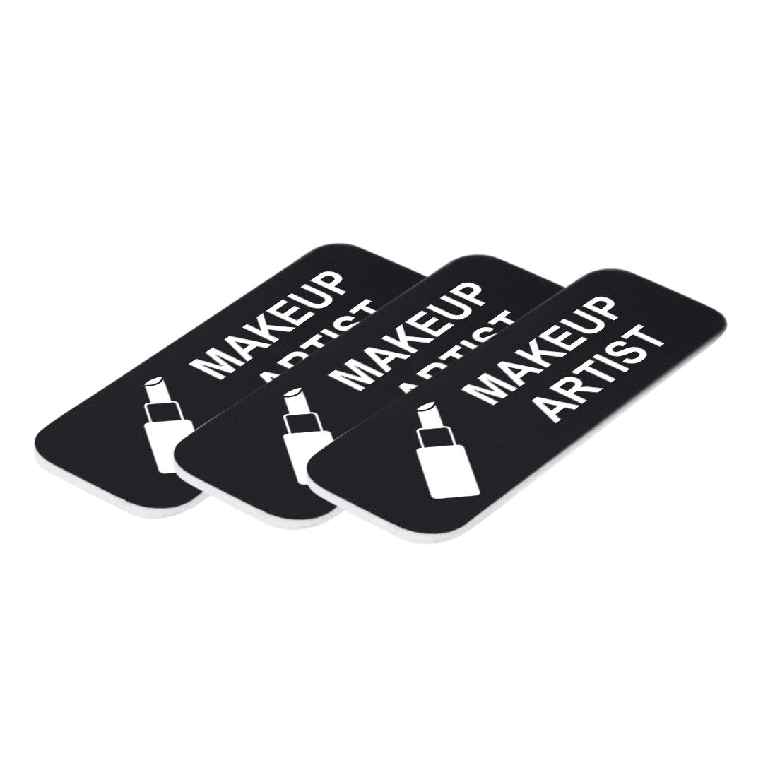 Makeup Artist 1 x 3" Name Tag/Badge, (3 Pack)