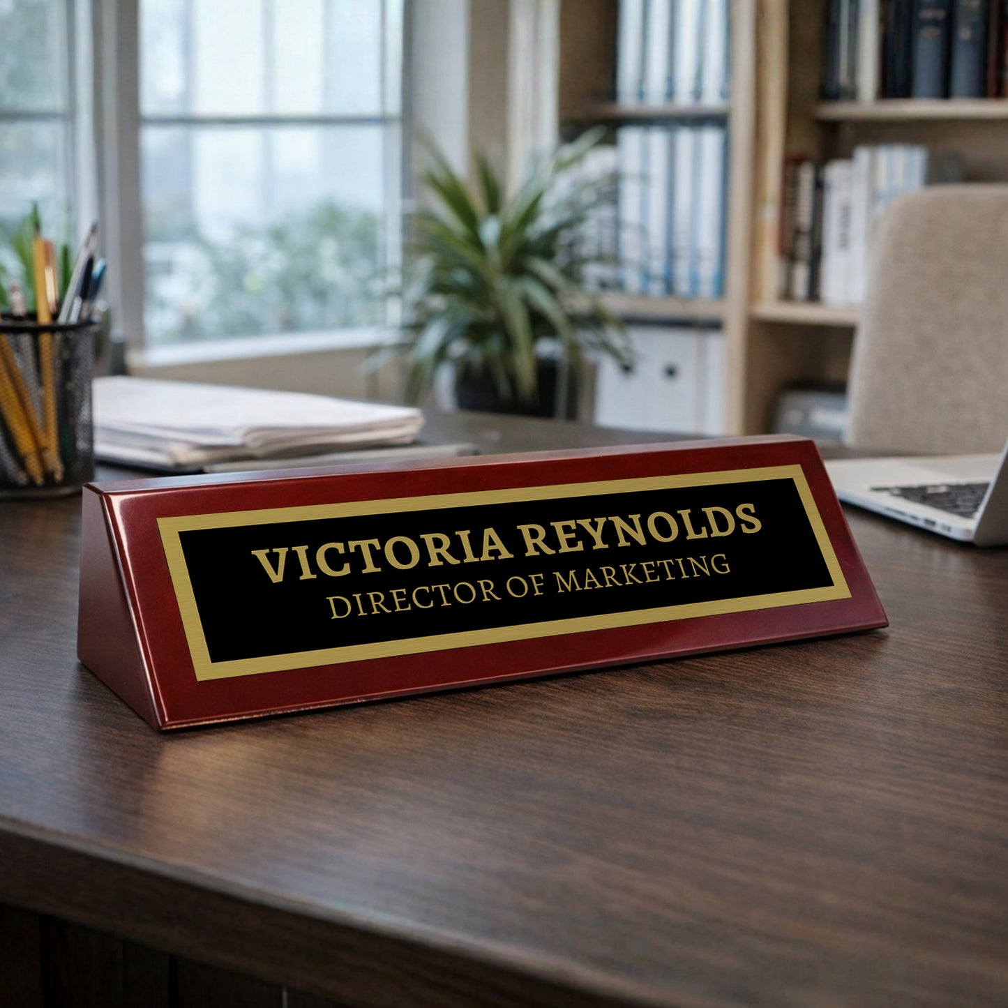 Piano Finished Rosewood Desk Name Plate