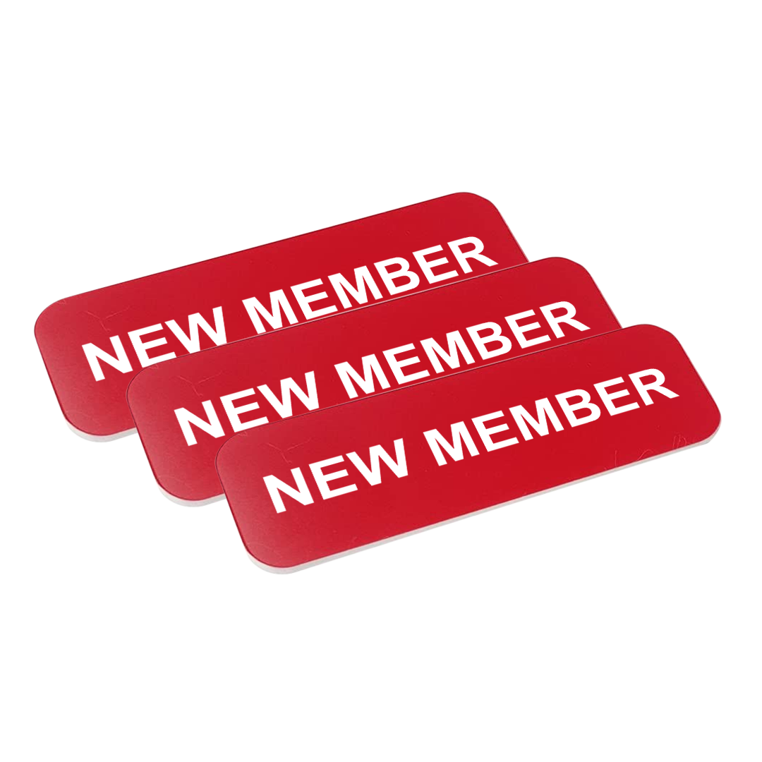 New Member 1 x 3" Name Tag/Badge, (3 Pack)