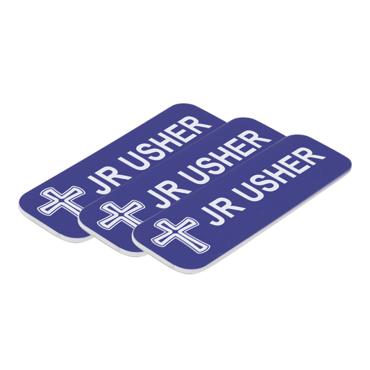 Jr Usher 1 x 3" Name Tag/Badge, Cross Design (3 Pack)