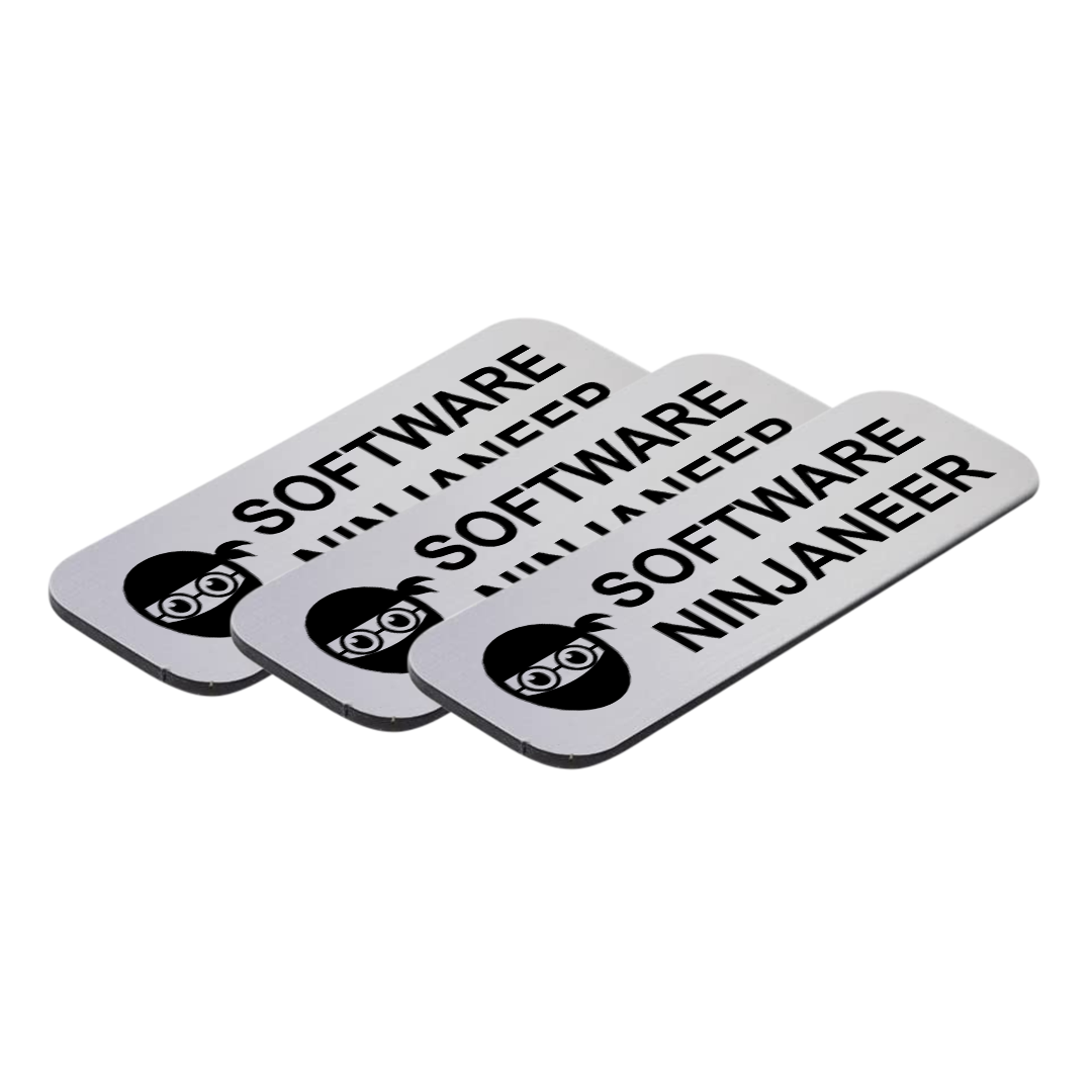 Software Ninjaneer 1 x 3" Name Tag/Badge, (3 Pack)