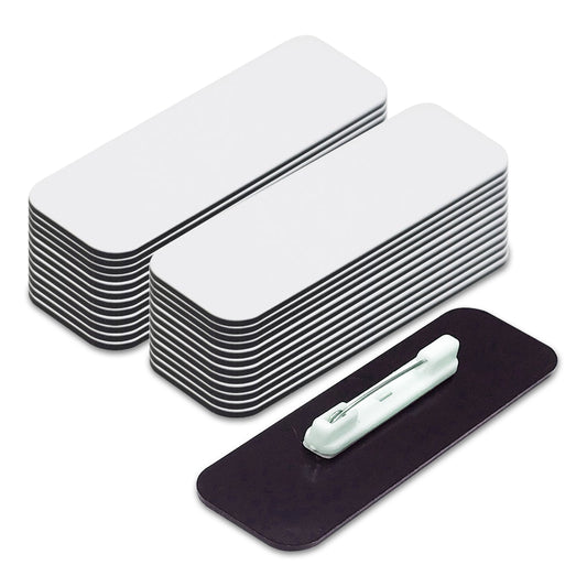 Name Tag/Badge Blanks - 25 Pack - 1" X 3", Round Corners, Pin