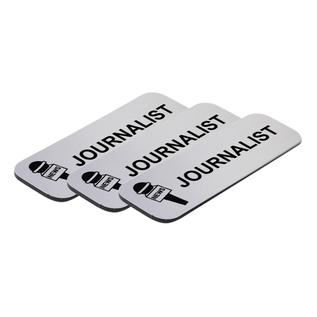 Journalist 1 x 3" Name Tag/Badge, (3 Pack)