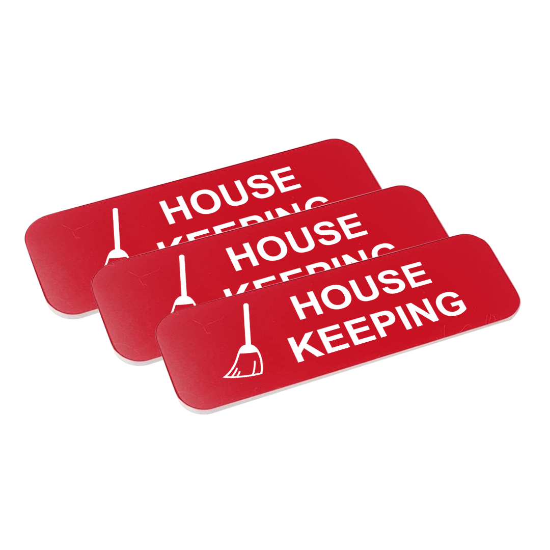 House Keeping 1 x 3" Name Tag/Badge, (3 Pack)
