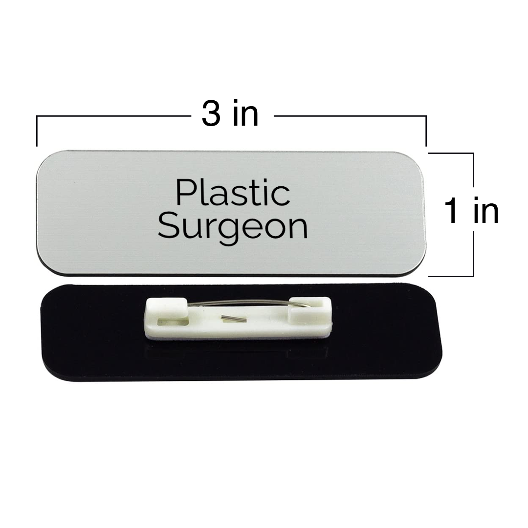 Plastic Surgeon 1 x 3" Rounded Corner Name Badge | Medical Specialism Badges