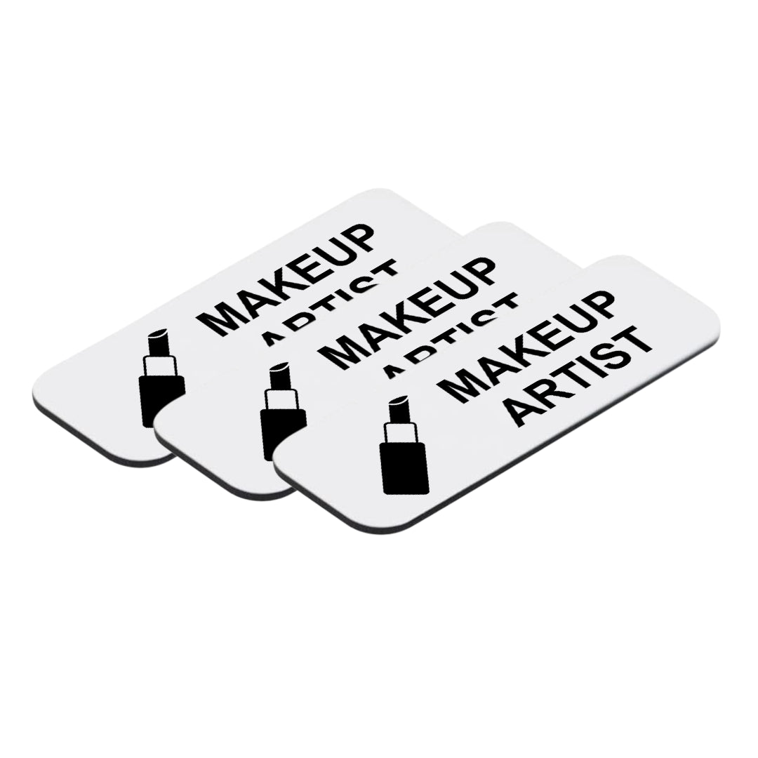 Makeup Artist 1 x 3" Name Tag/Badge, (3 Pack)