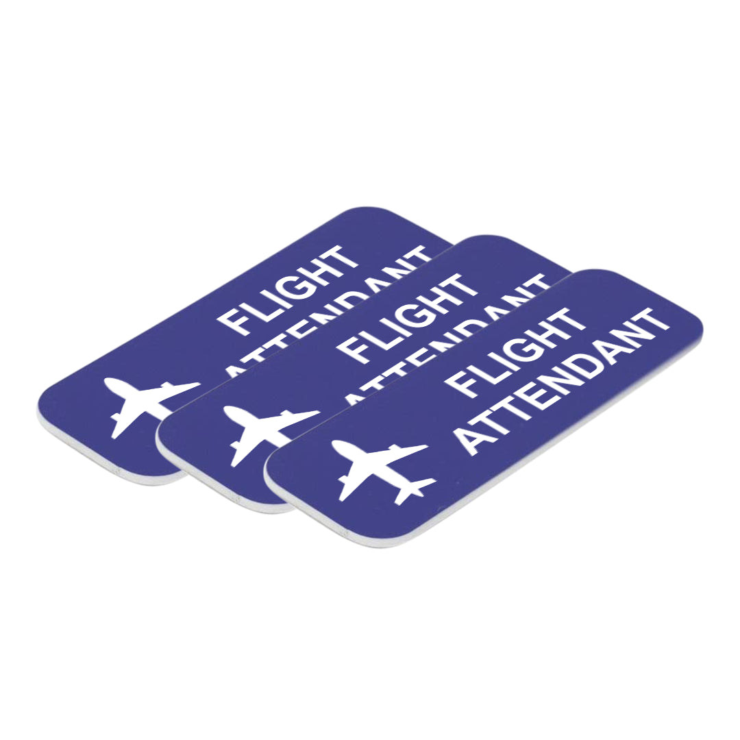Flight Attendant 1 x 3" Name Tag/Badge, (3 Pack)