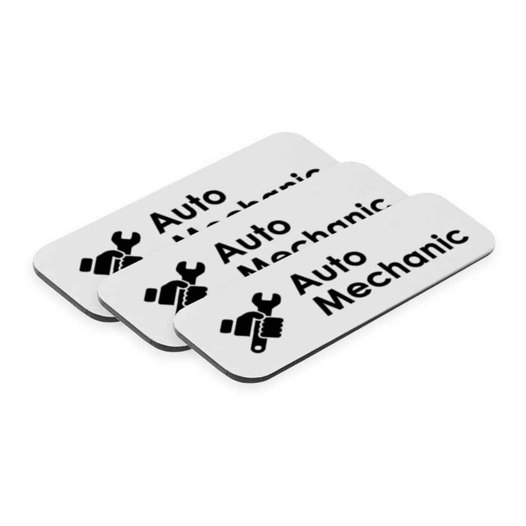 Signs ByLITA Auto Mechanic Graphic Car Service 1x3” Name Tag/Badge (3 Pack)