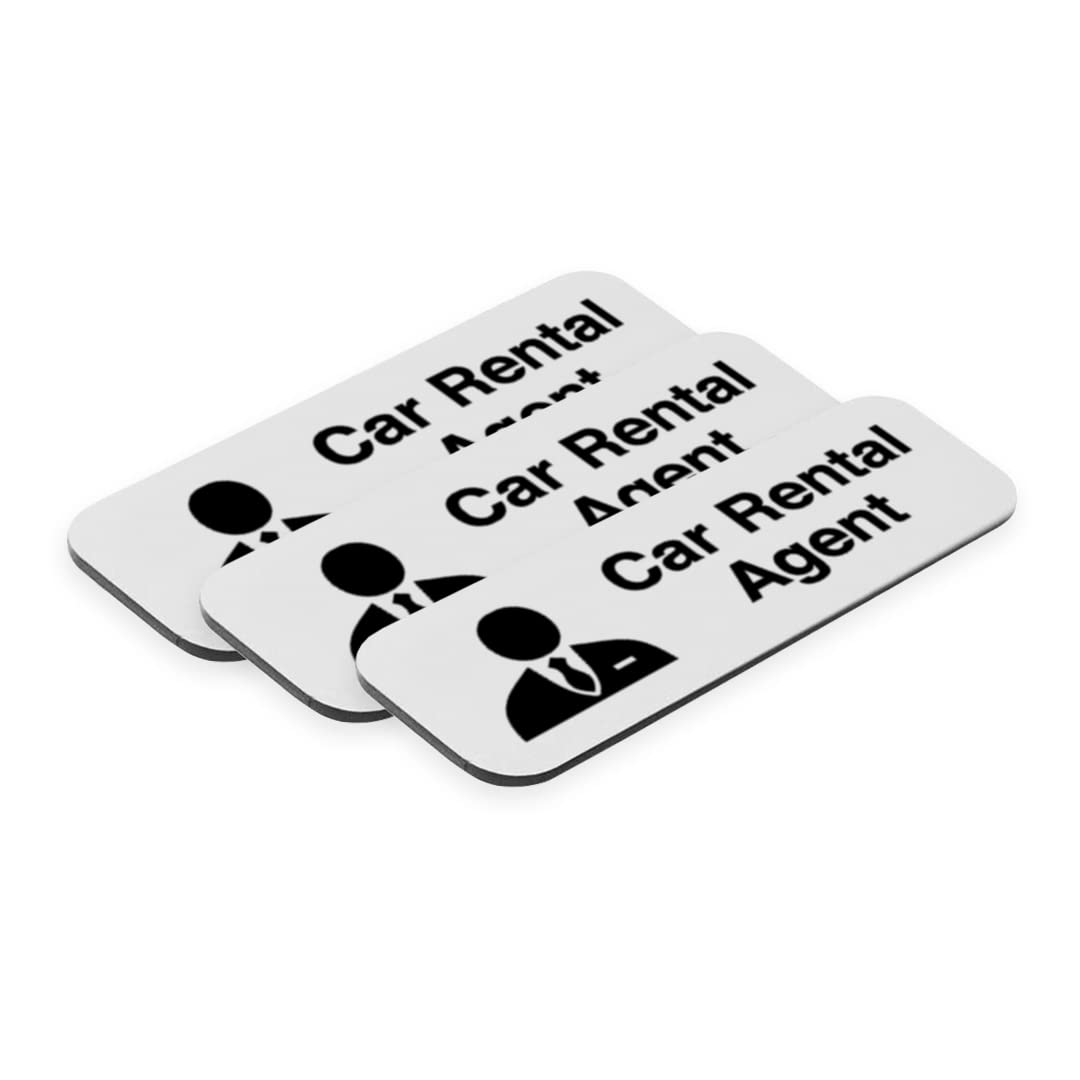 Signs ByLITA Car Rental Agent Graphic 1 x 3" Name Tag/Badge, (3 Pack)