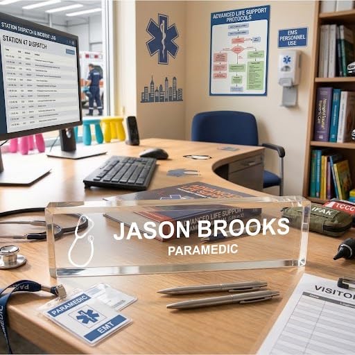 Doctor Themed, Stethoscope, Personalized Acrylic Desk Sign for Doctor and Medical Professionals (2 x 10")