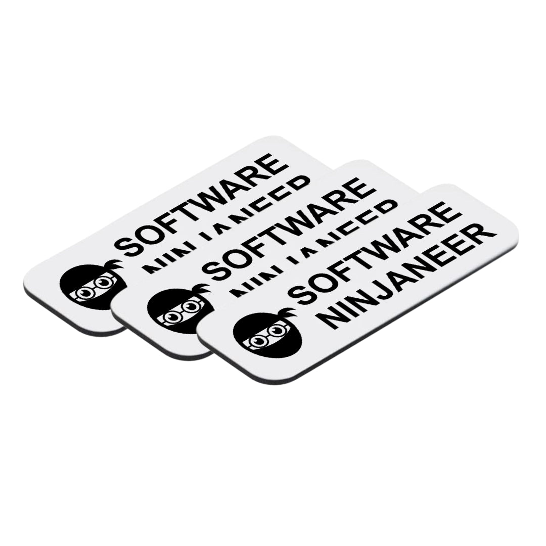 Software Ninjaneer 1 x 3" Name Tag/Badge, (3 Pack)