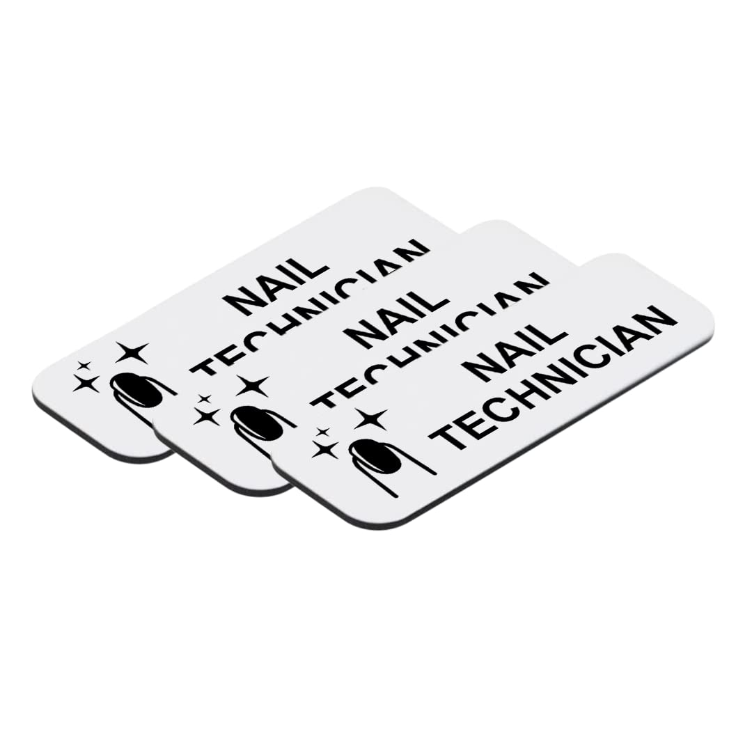 Nail Technician 1 x 3" Name Tag/Badge, (3 Pack)