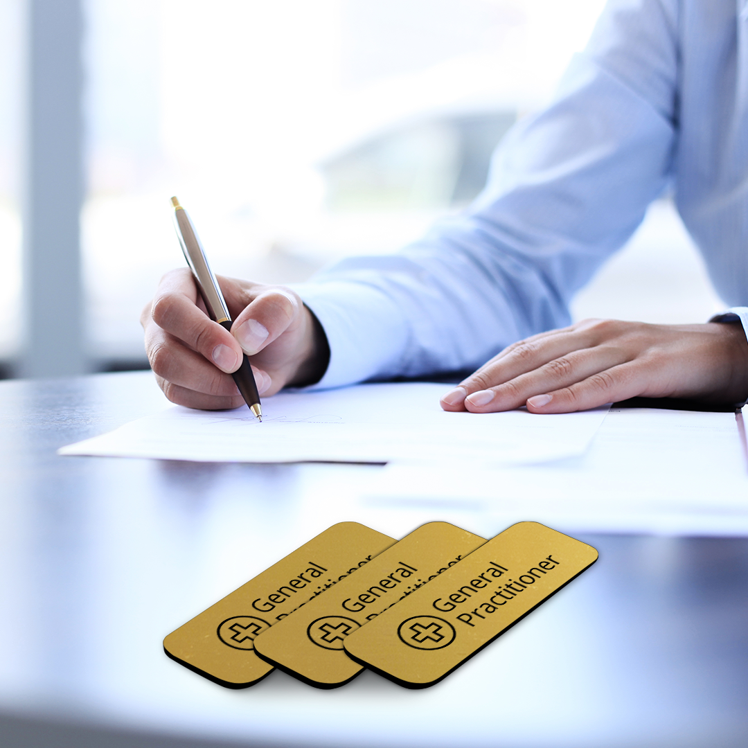 General Practitioner 1 x 3" Rounded Corner Name Badge | Medical Specialism Badges
