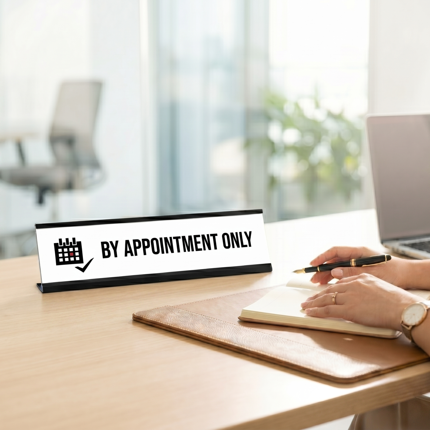 By Appointment only, Calendar Black Frame, Desk Sign(2x8")