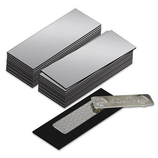 Name Tag Badge Blanks with Magnetic Backing, Square Corners, 1 x 3" (25 Pack) - Multiple Colors