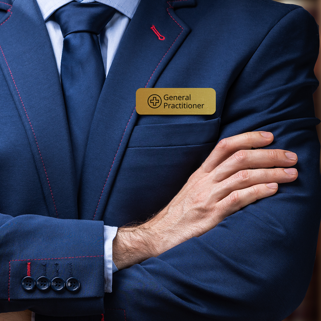 General Practitioner 1 x 3" Rounded Corner Name Badge | Medical Specialism Badges