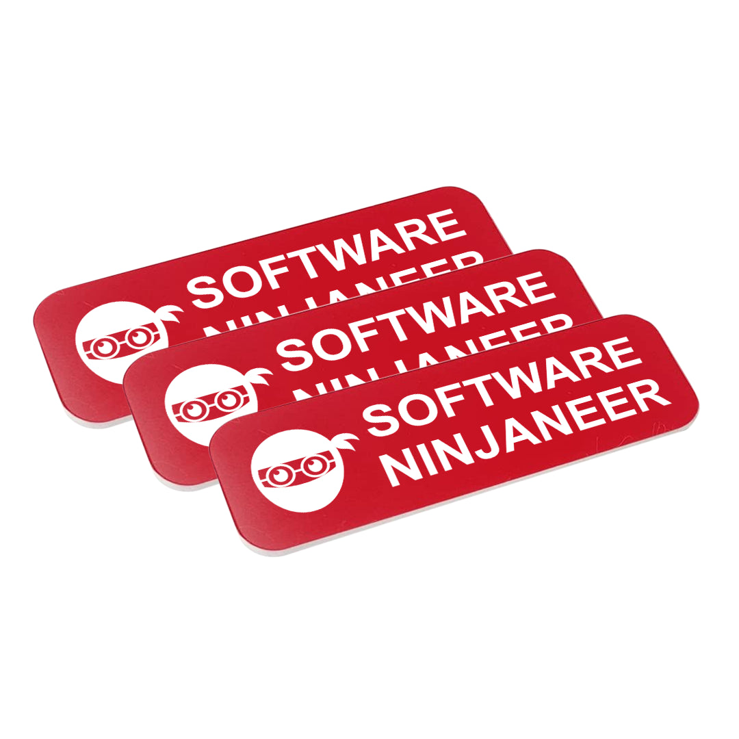 Software Ninjaneer 1 x 3" Name Tag/Badge, (3 Pack)