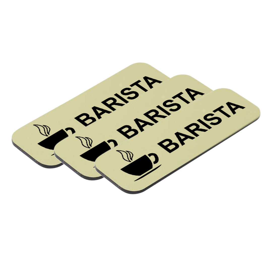 Barista 1 x 3" Name Tag/Badge, (3 Pack)
