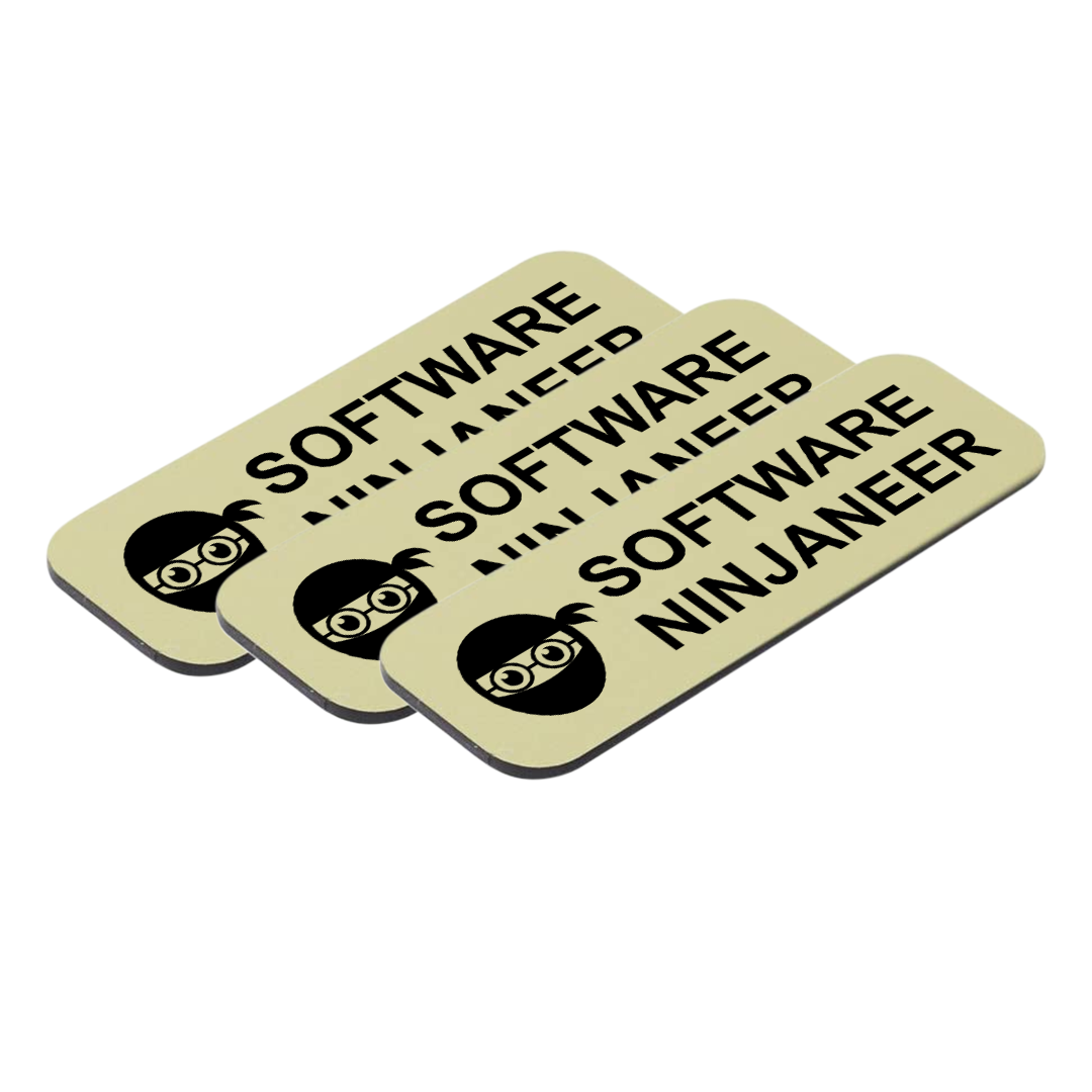 Software Ninjaneer 1 x 3" Name Tag/Badge, (3 Pack)