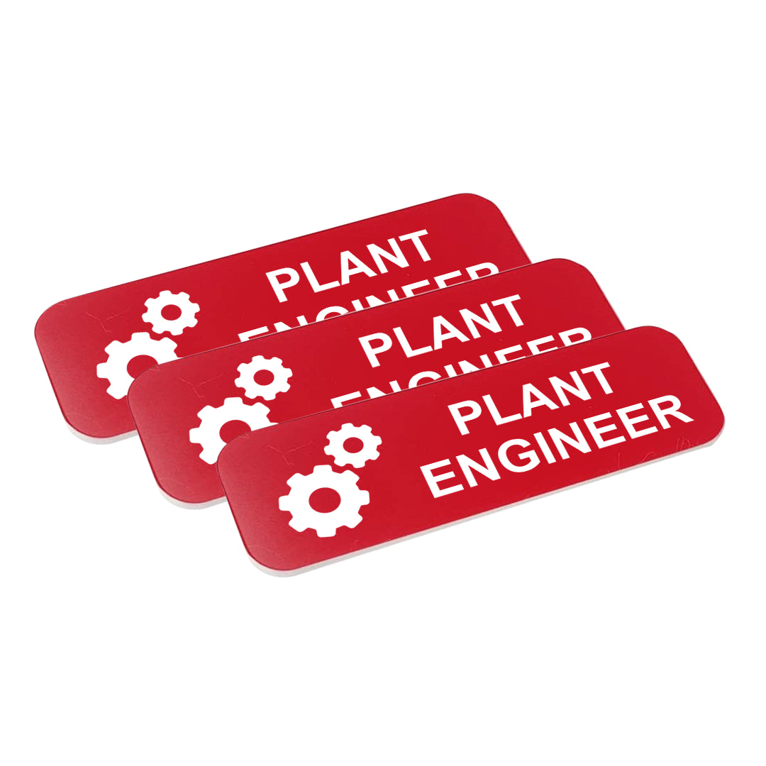 Plant Engineer 1 x 3" Name Tag/Badge, (3 Pack)