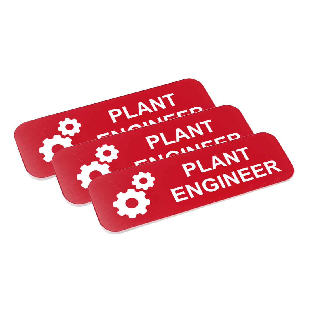 Plant Engineer 1 x 3" Name Tag/Badge, (3 Pack)