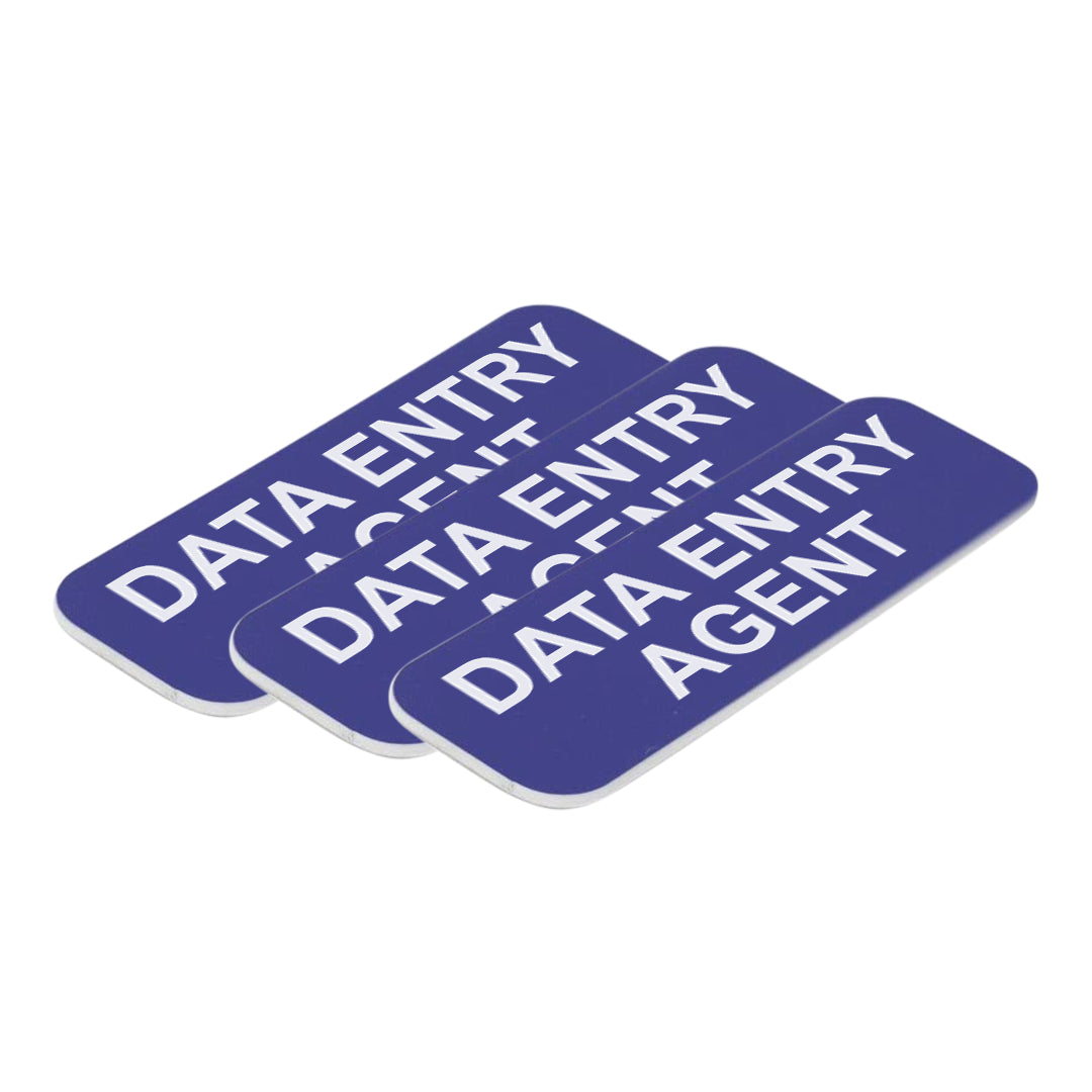 Data Entry Agent 1 x 3" Name Tag/Badge, (3 Pack)
