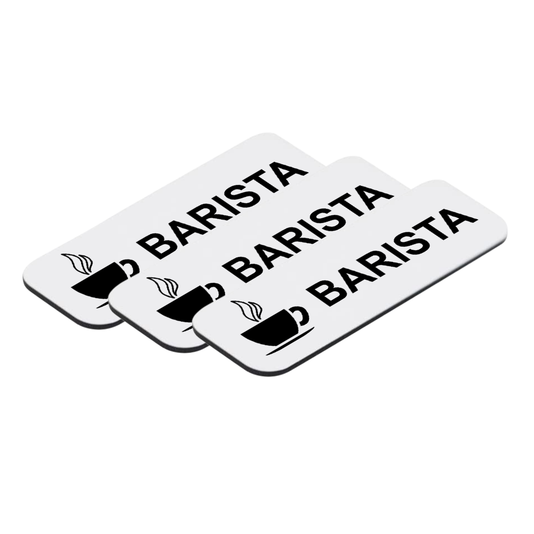 Barista 1 x 3" Name Tag/Badge, (3 Pack)