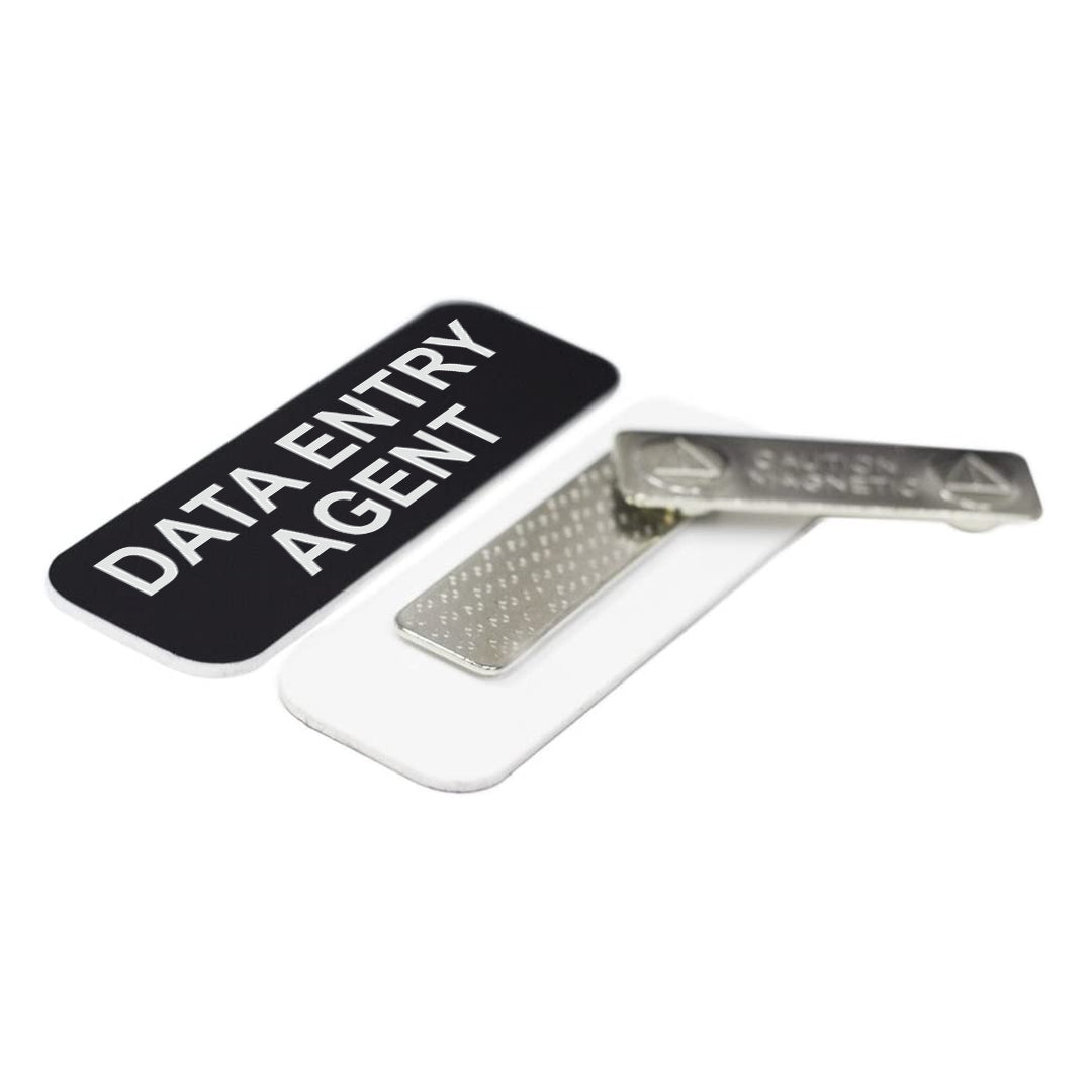 Data Entry Agent 1 x 3" Name Tag/Badge, (3 Pack)