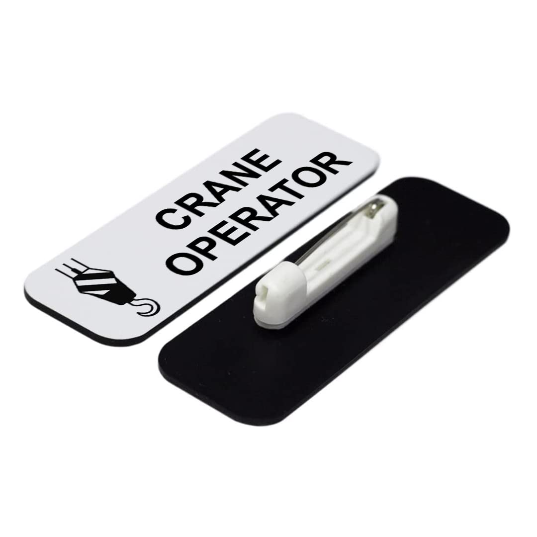 Crane Operator 1 x 3" Name Tag/Badge, (3 Pack)