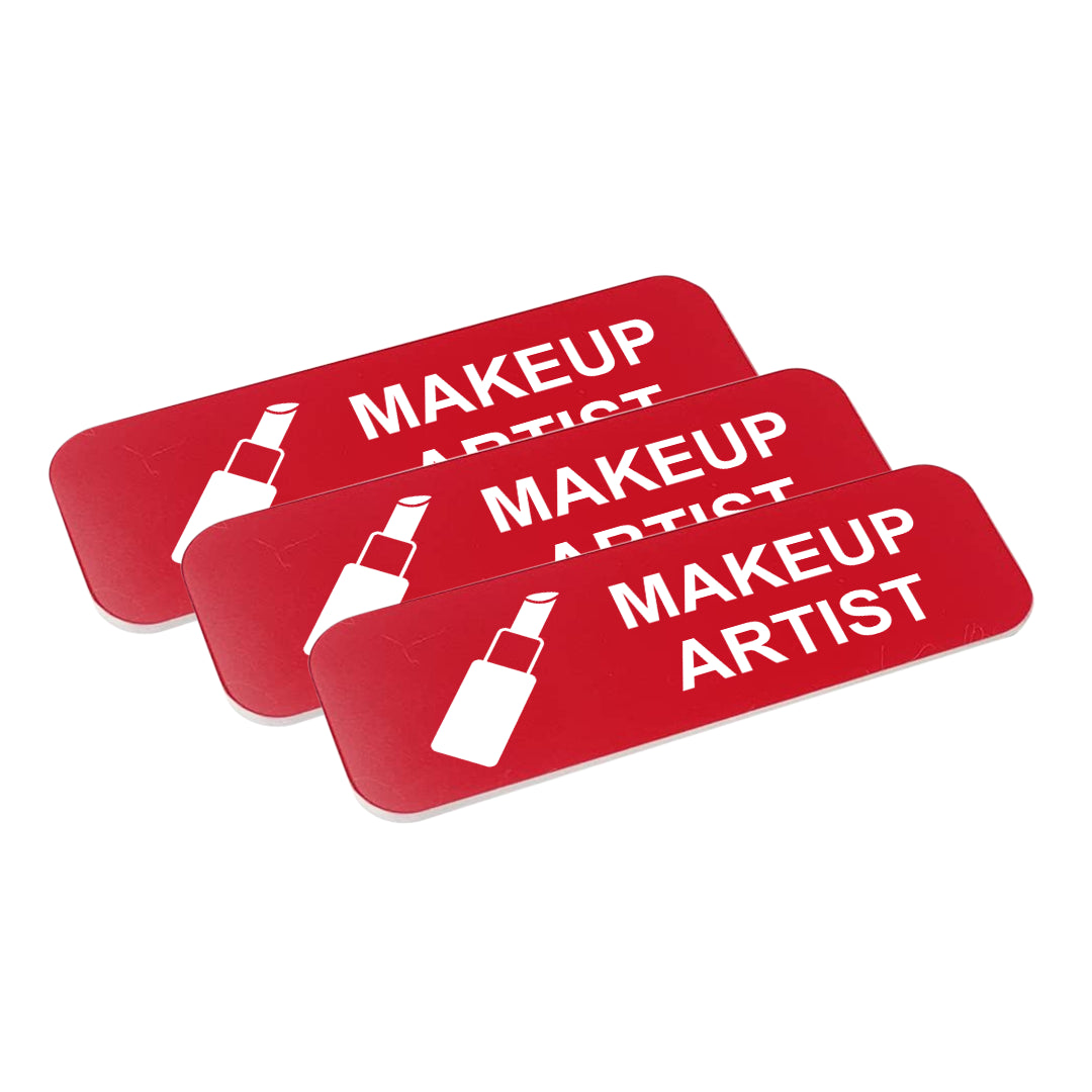 Makeup Artist 1 x 3" Name Tag/Badge, (3 Pack)