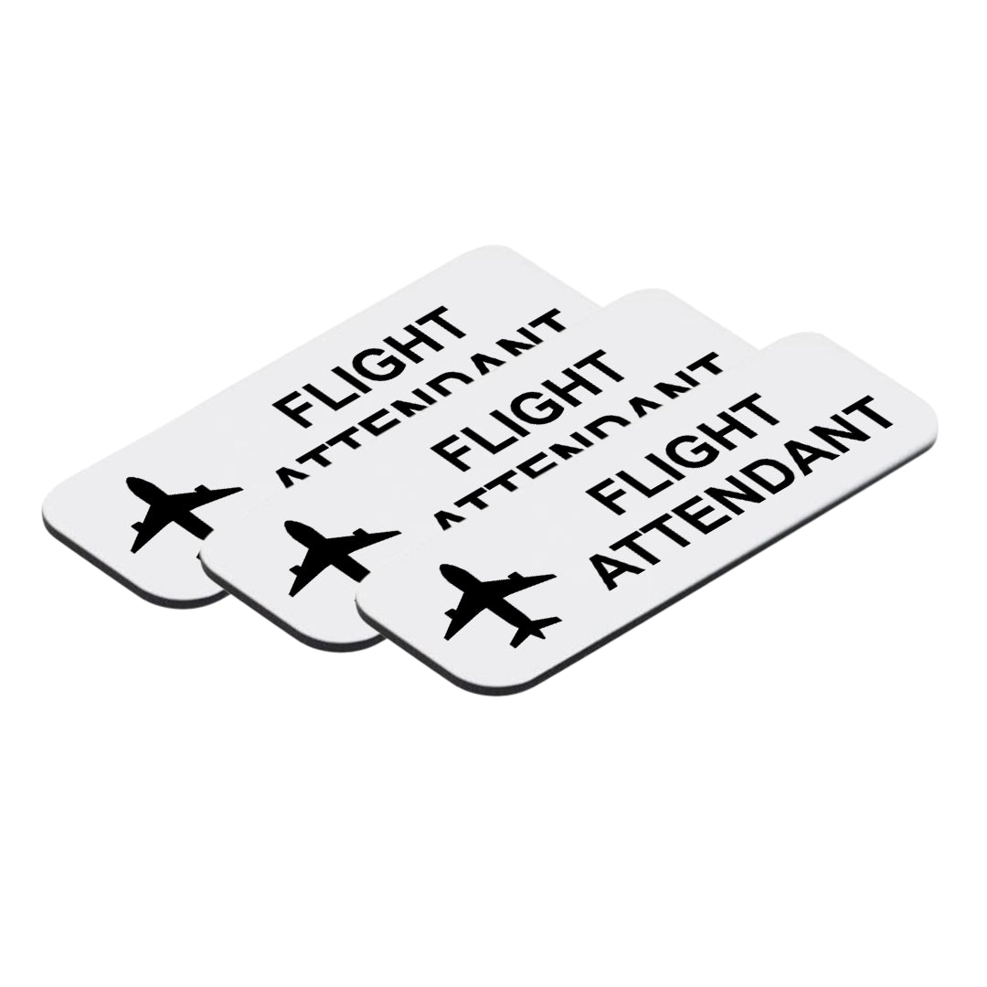 Flight Attendant 1 x 3" Name Tag/Badge, (3 Pack)