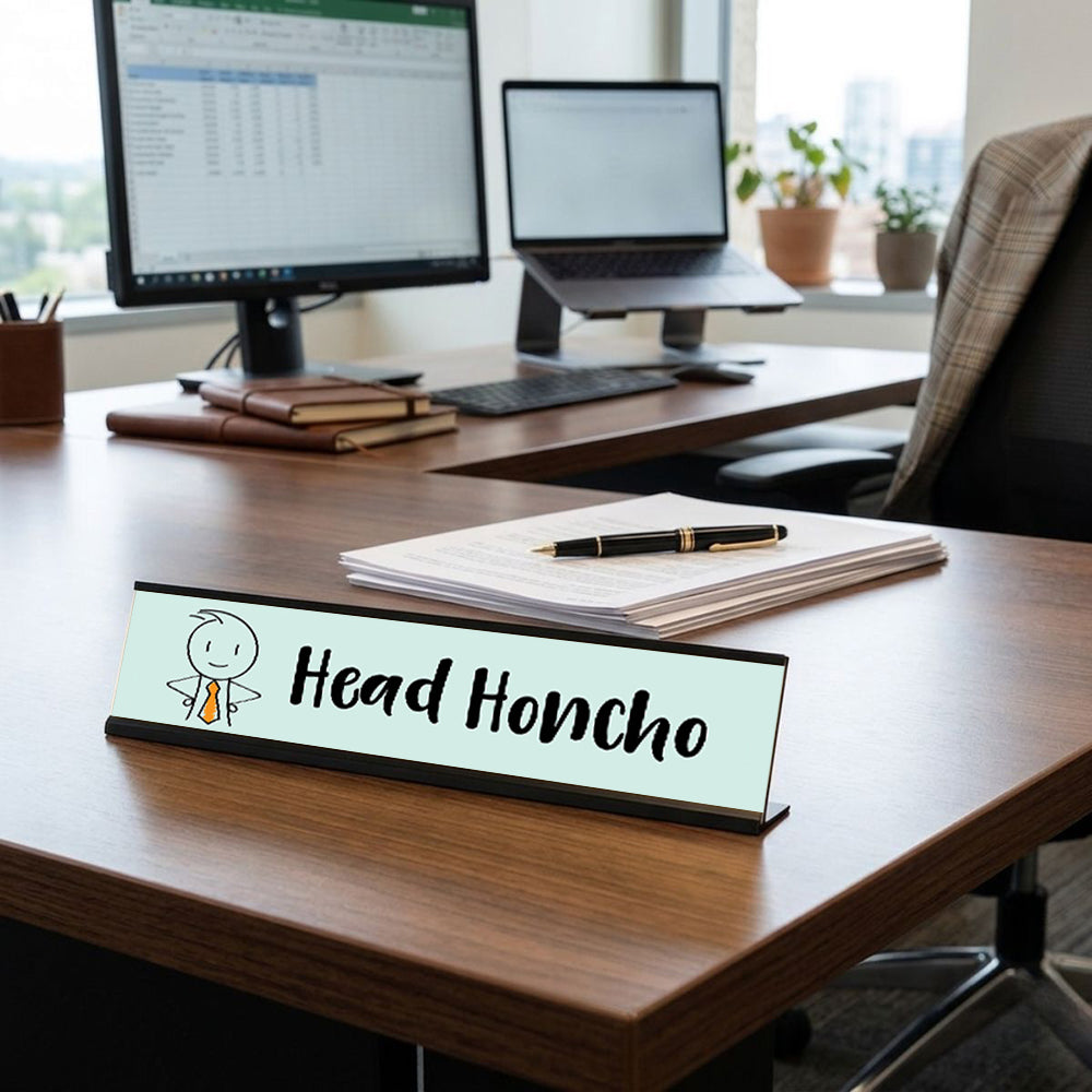 Head Honcho, Stick People Desk Sign, Novelty Nameplate (2 x 8")