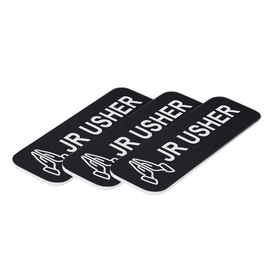 Jr Usher 1 x 3" Name Tag/Badge, Praying Hands (3 Pack)