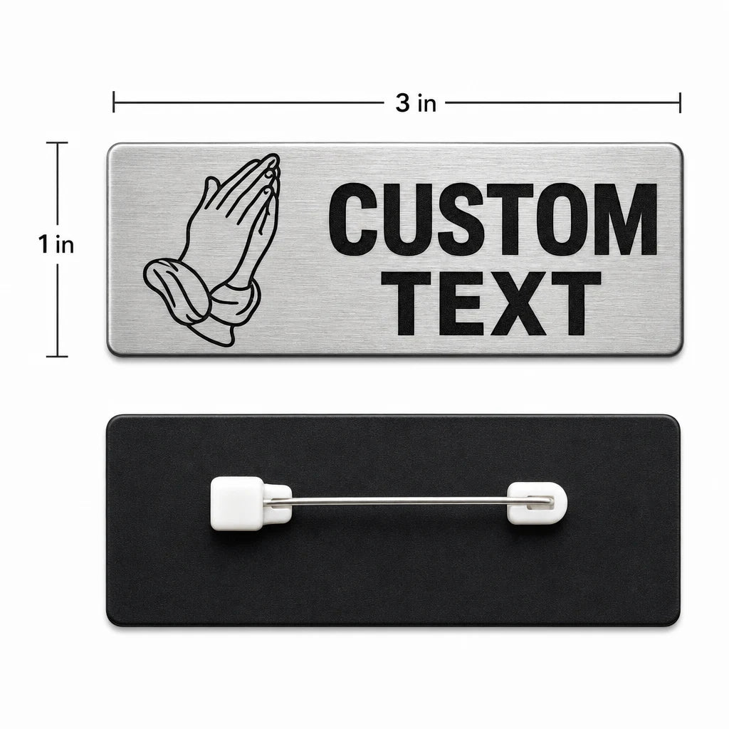 Custom 1x3 Praying Hands Badge