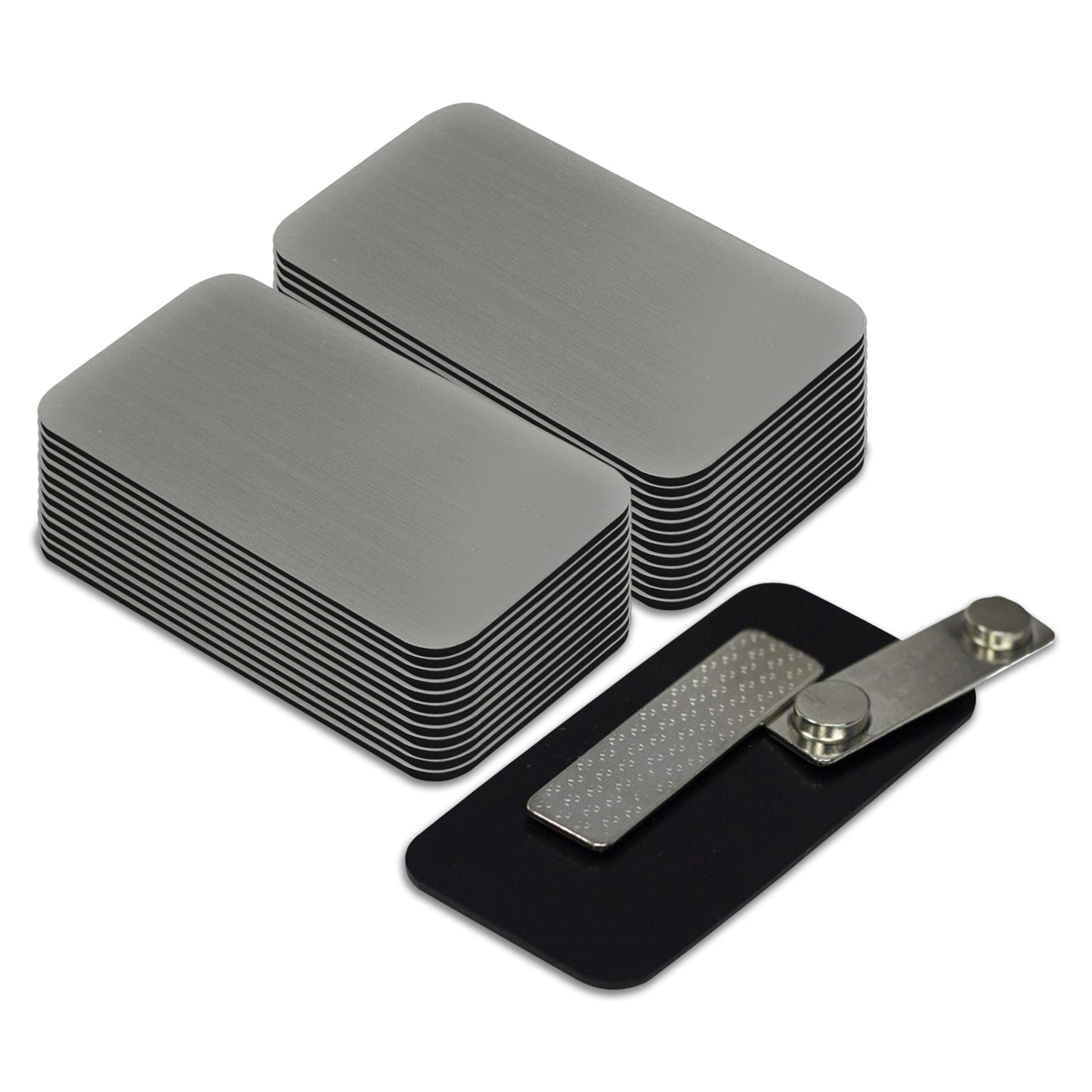 Plastic Blank Name Badge (Brushed Silver)
