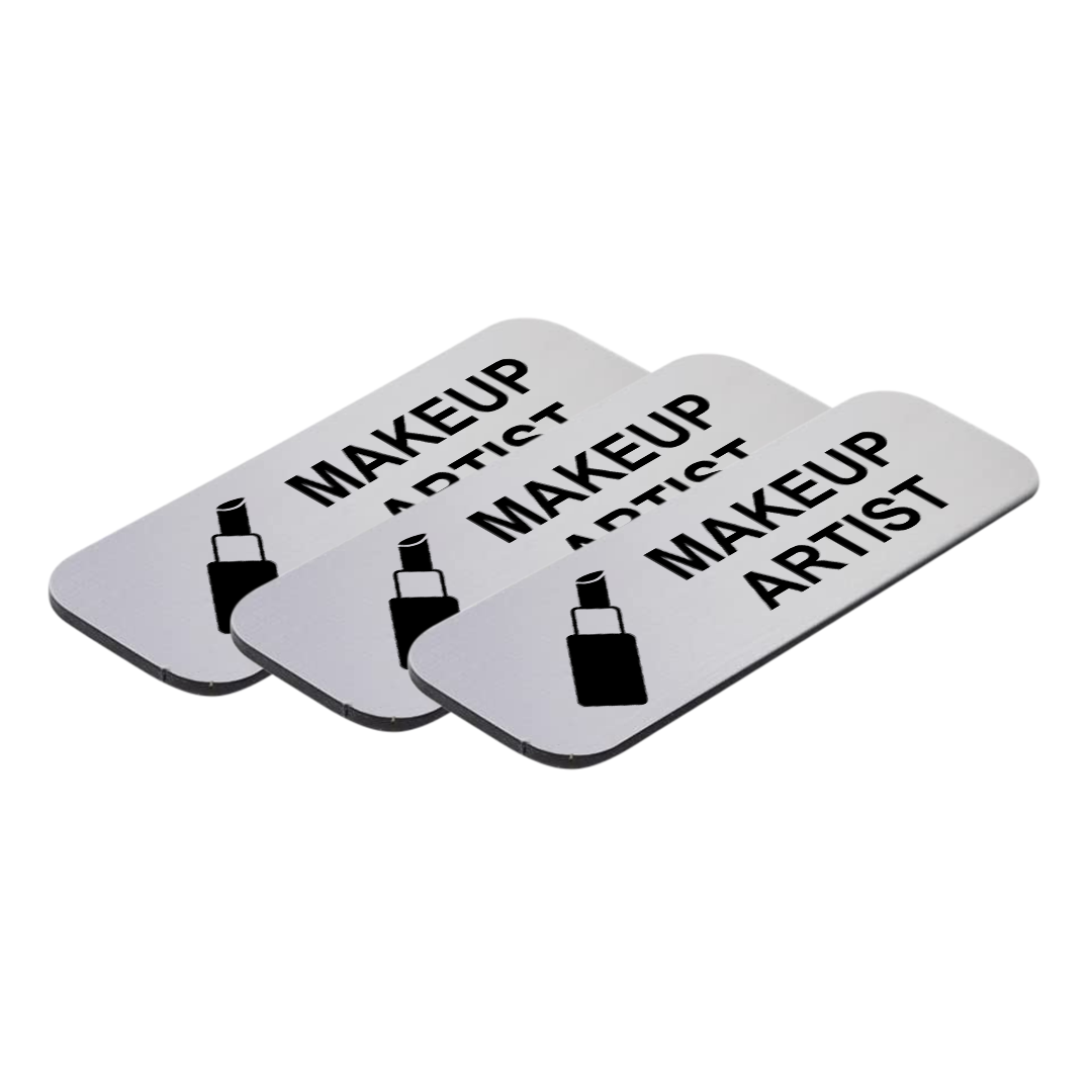 Makeup Artist 1 x 3" Name Tag/Badge, (3 Pack)