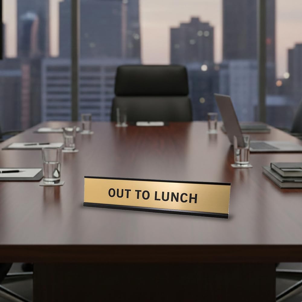 OUT TO LUNCH 2"x10" Nameplate Desk Sign