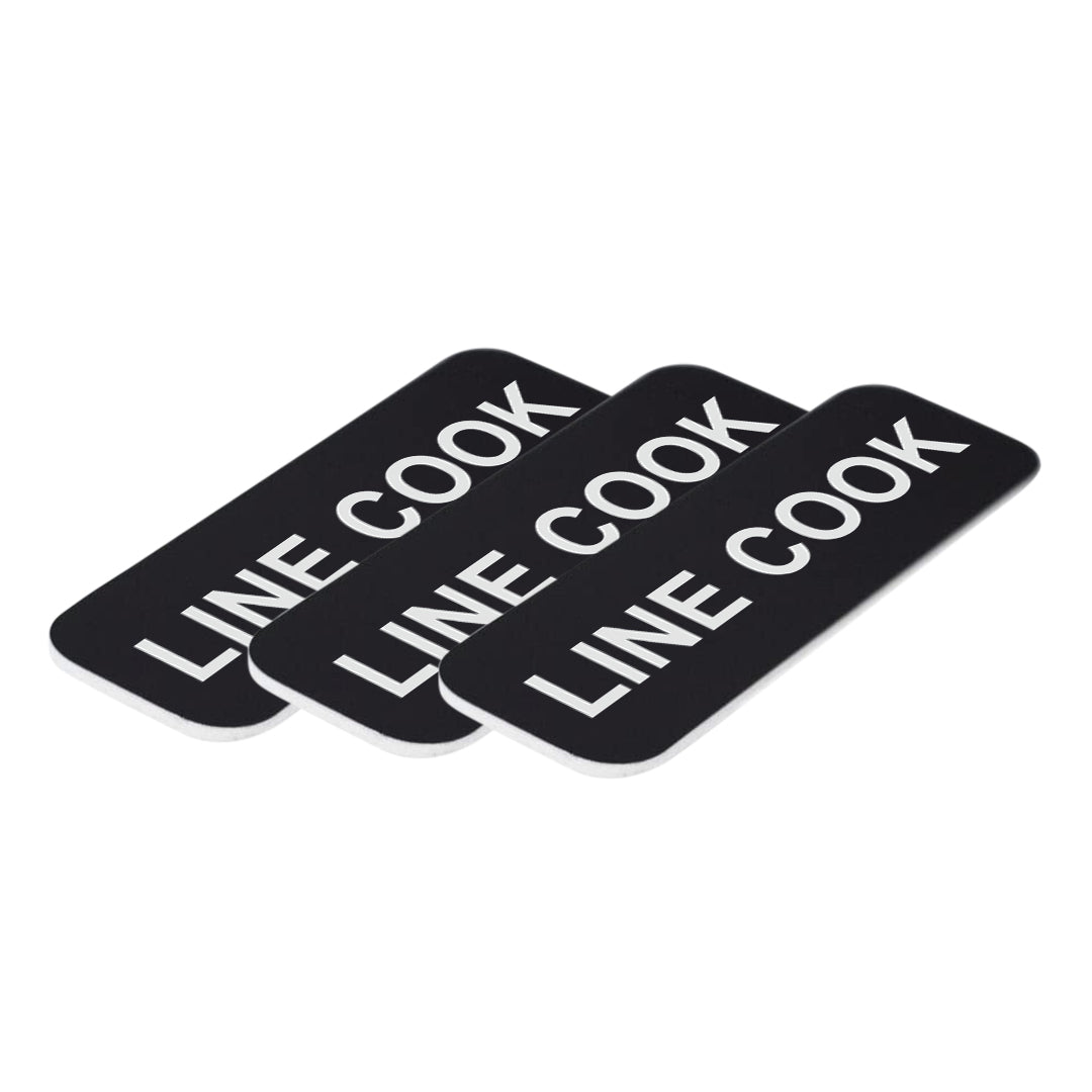 Line Cook 1 x 3" Name Tag/Badge, (3 Pack)