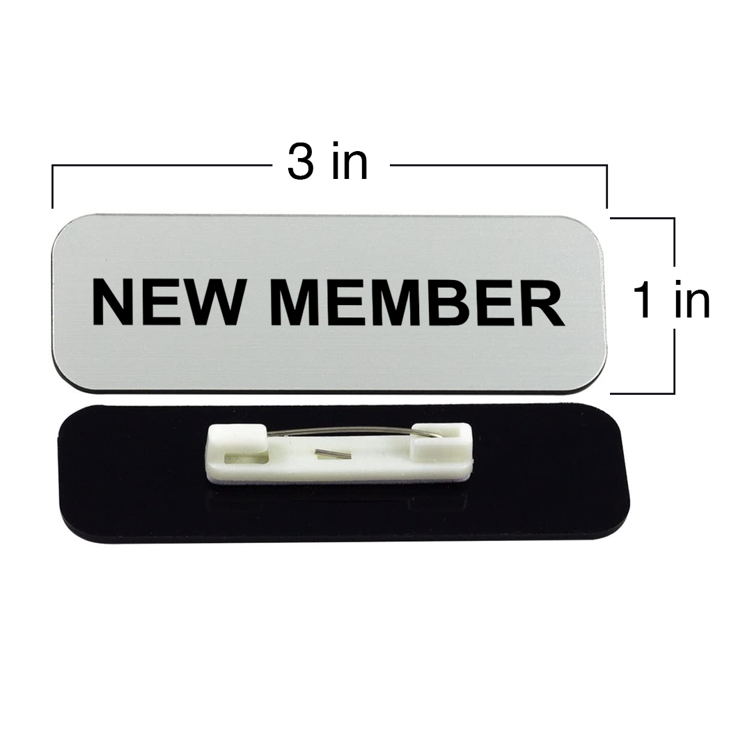 New Member 1 x 3" Name Tag/Badge, (3 Pack)