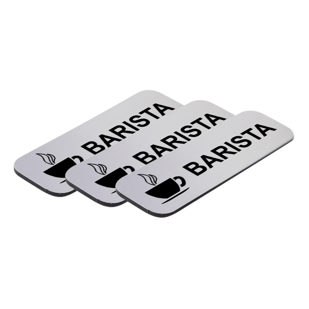 Barista 1 x 3" Name Tag/Badge, (3 Pack)