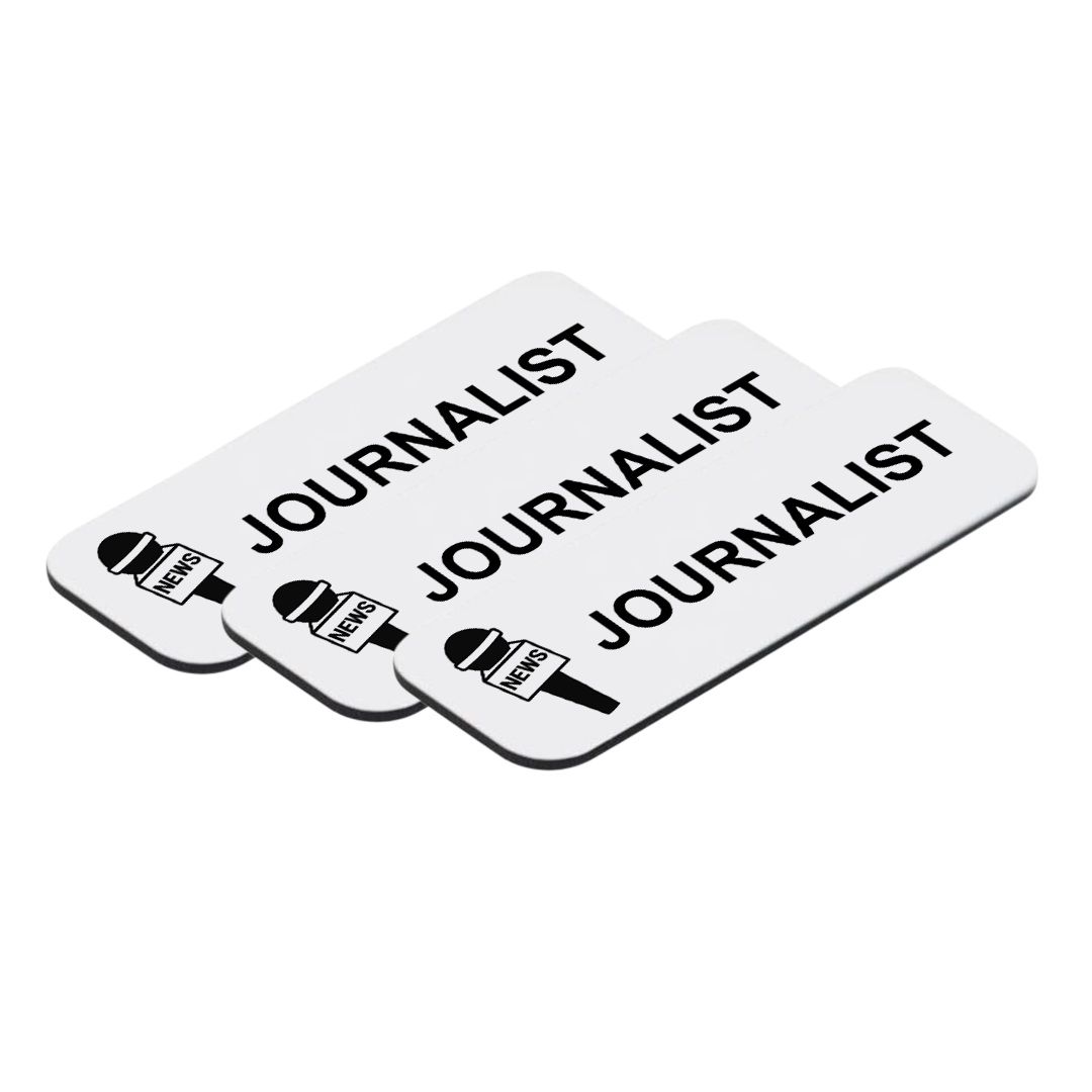 Journalist 1 x 3" Name Tag/Badge, (3 Pack)