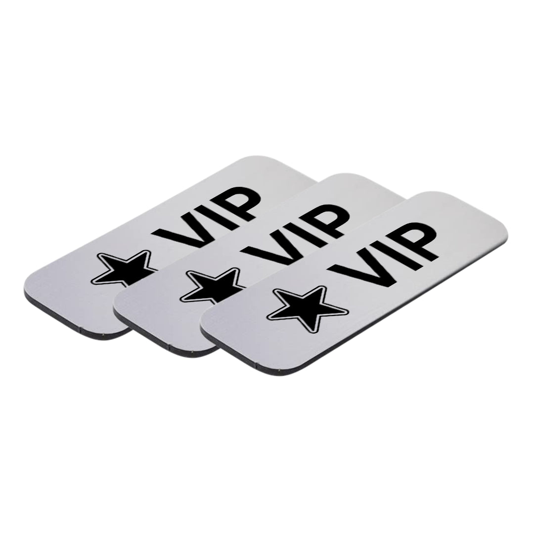VIP (Star) 1 x 3" Name Tag/Badge, (3 Pack)