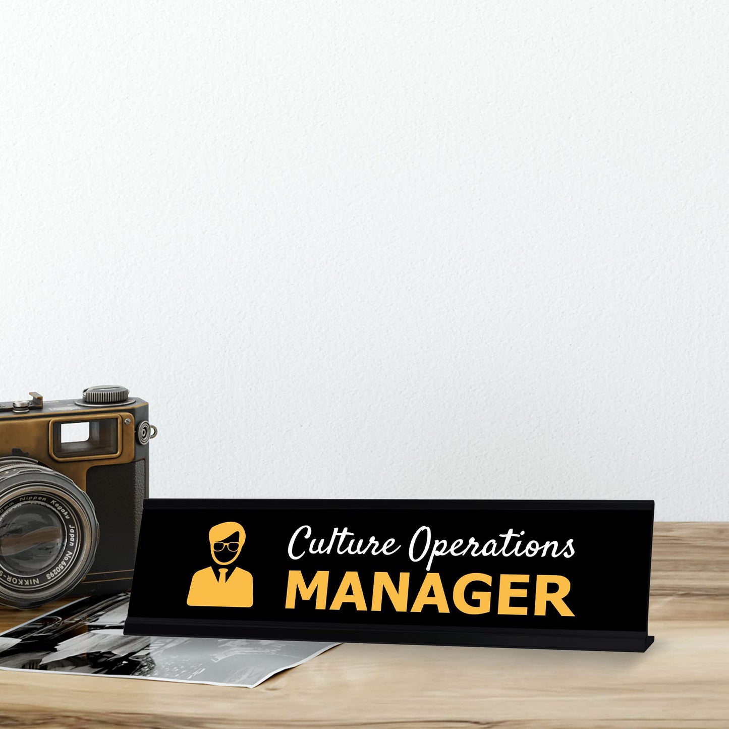 Signs ByLITA Culture Operations Manager Black Frame Desk Sign (2x8")