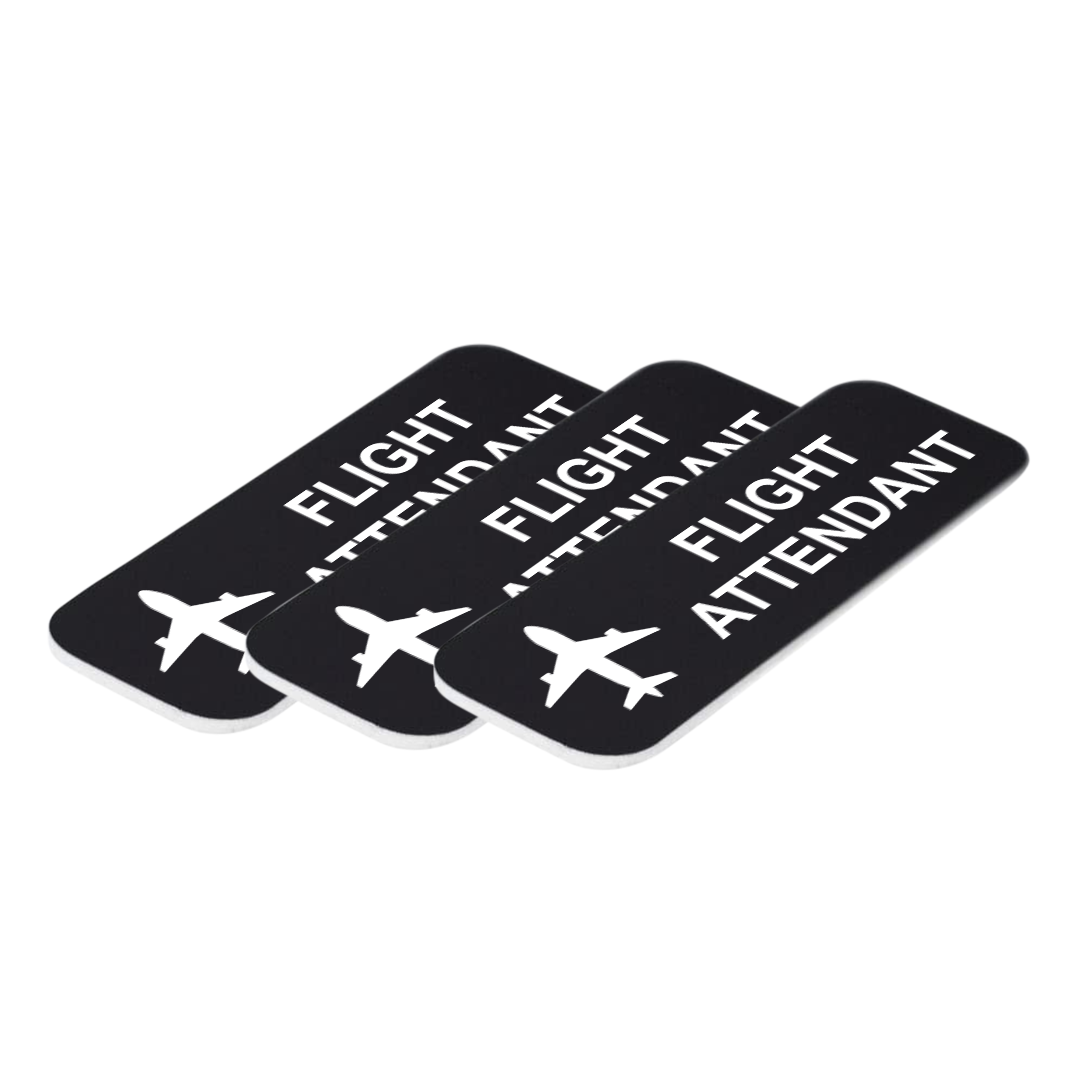 Flight Attendant 1 x 3" Name Tag/Badge, (3 Pack)