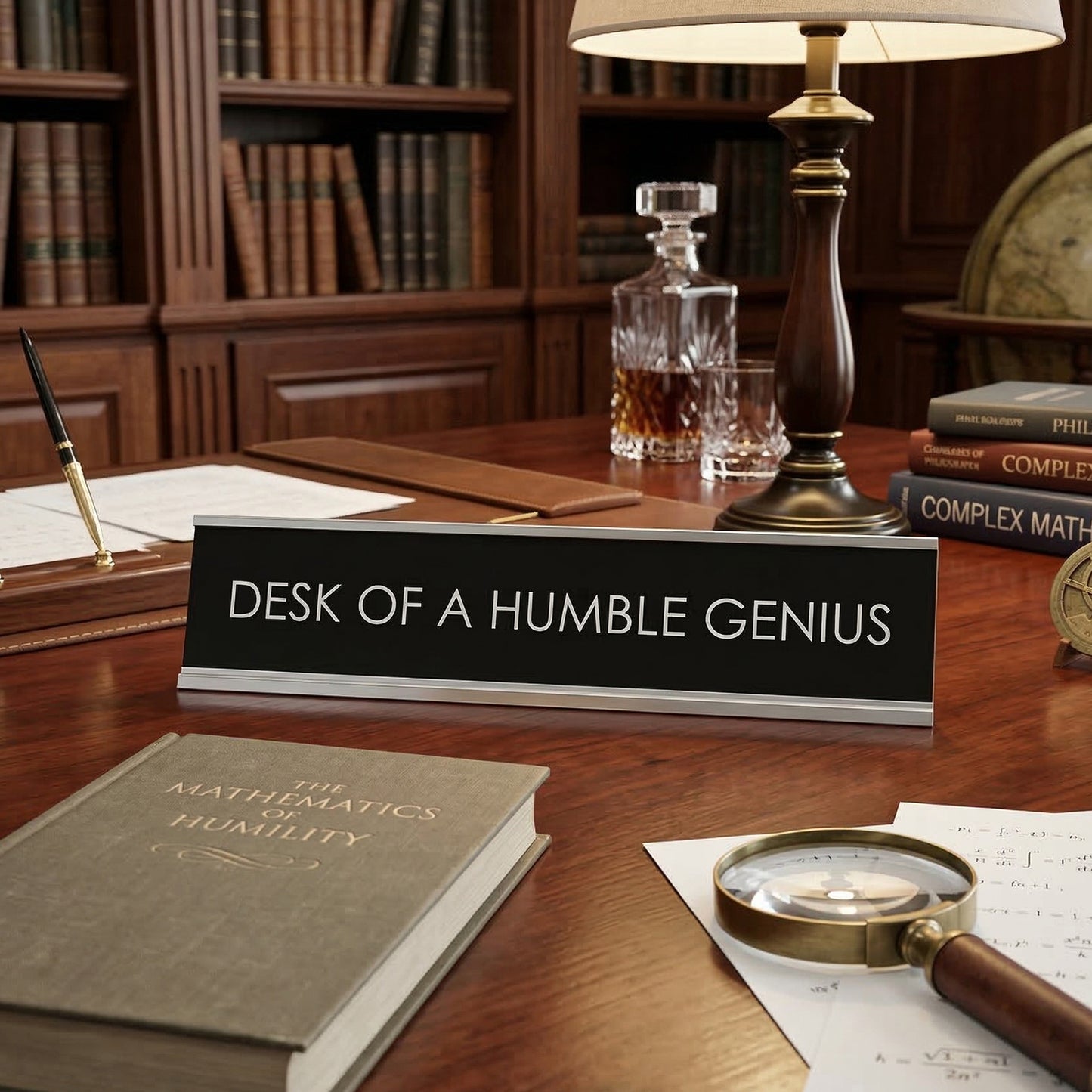 Desk Of A Humble Genius Novelty Desk Sign