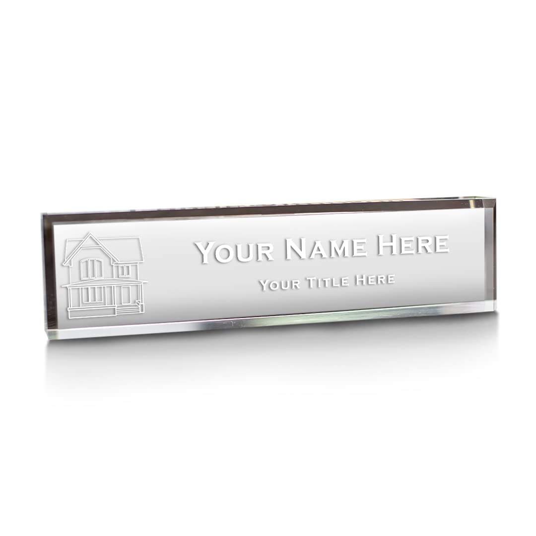 Realtor Themed, Personalized Acrylic Desk Sign for Realtors and Real Estate Professionals (House) (2 x 10")