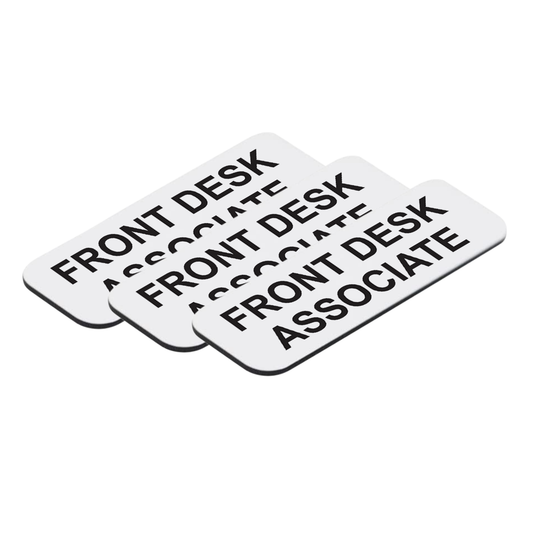 Front Desk Associate 1 x 3" Name Tag/Badge, (3 Pack)