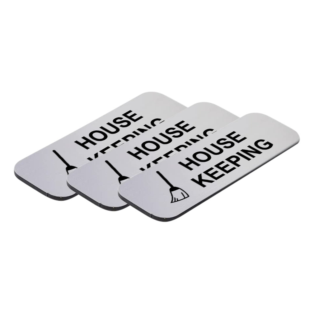 House Keeping 1 x 3" Name Tag/Badge, (3 Pack)