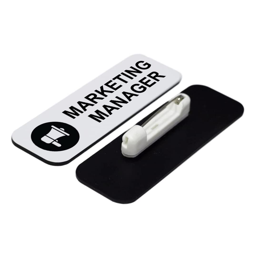 Signs ByLITA Marketing Manager 1 x 3" Name Tag/Badge, (3 Pack)