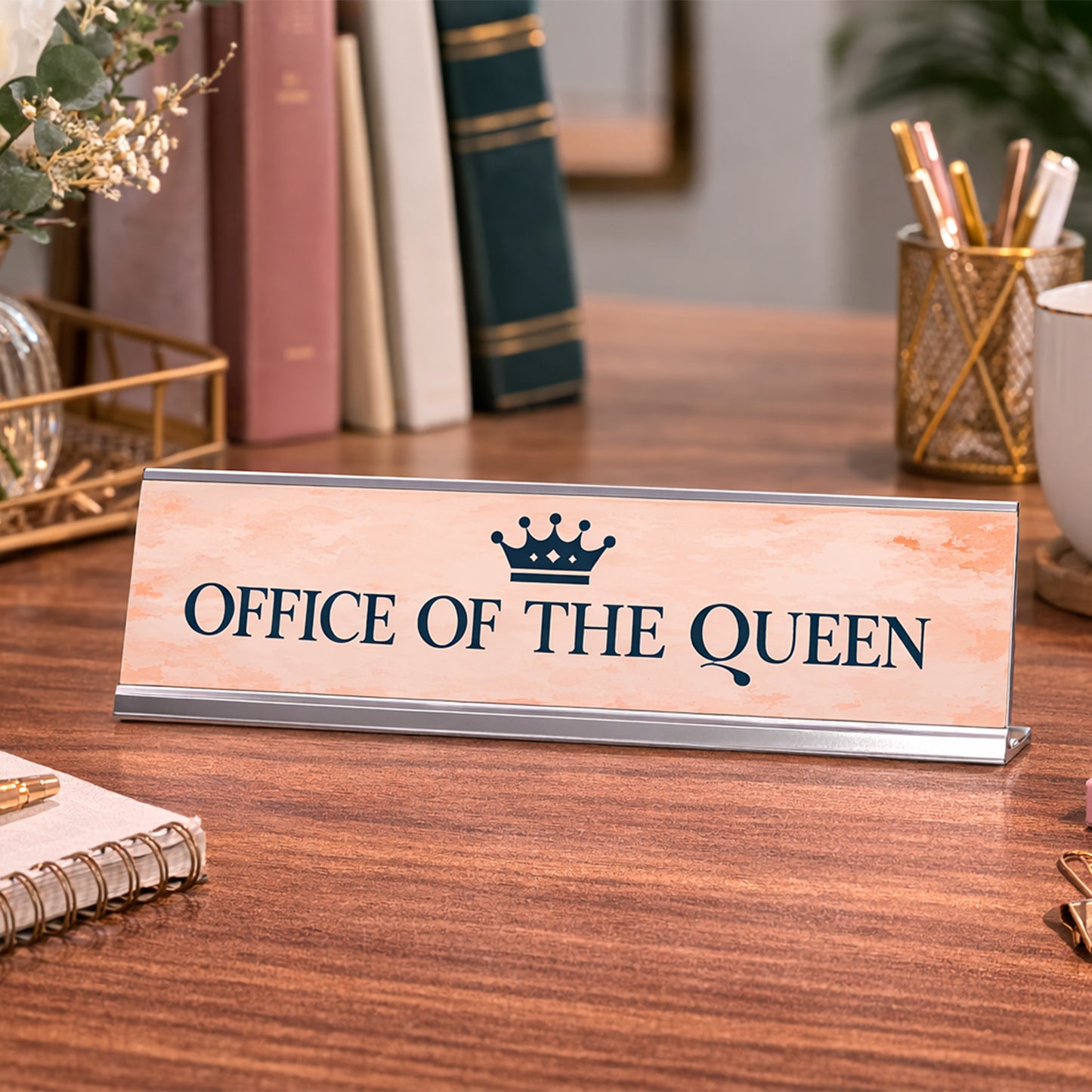 Office of the Queen, Classy Design, Novelty Nameplate Desk Sign (2 x 8")